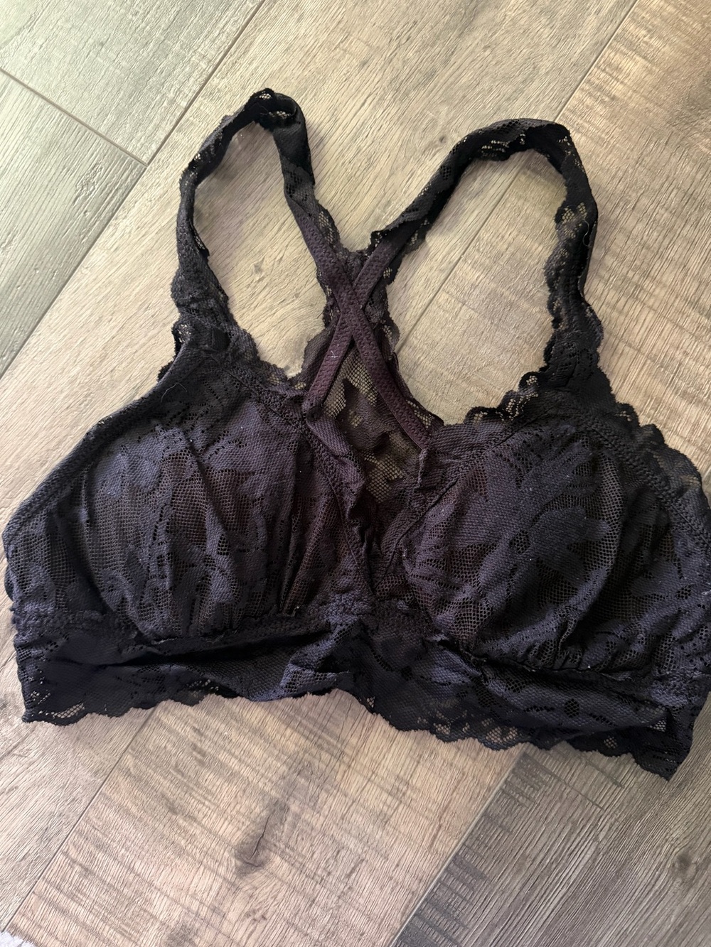 aerie Black Lace Crisscross Bralette